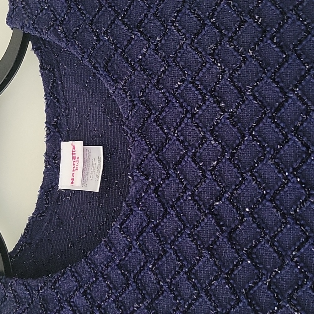 Nanette Kids Navy Blue & Gold Ruffle Tier Dress - Picture 4 of 6